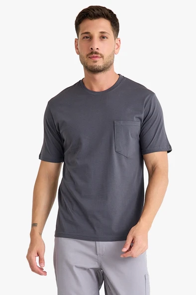 Bisiklet Yaka Kalem Cepli T-shirt - 9