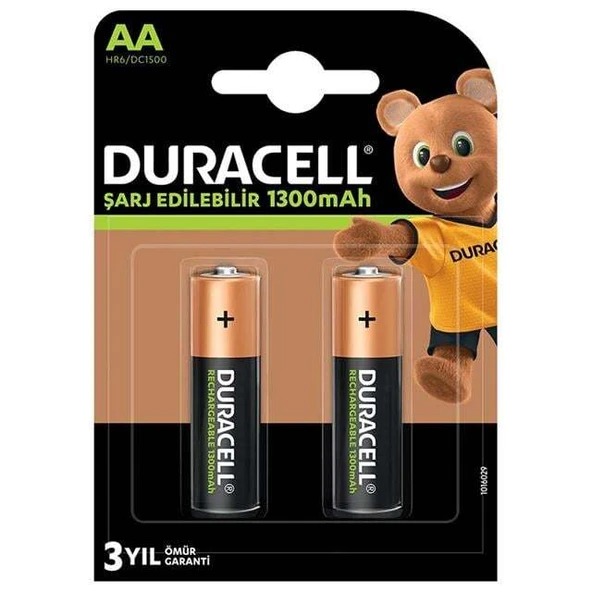 Duracell 1300 mA AA Şarjlı Kalem Pil 2'li Paket ürün görseli