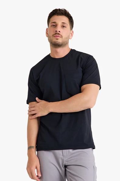 Bisiklet Yaka Kalem Cepli T-shirt - 8