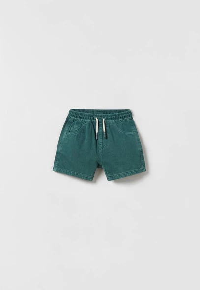 Denim Şort - Yeşil - Resim 2