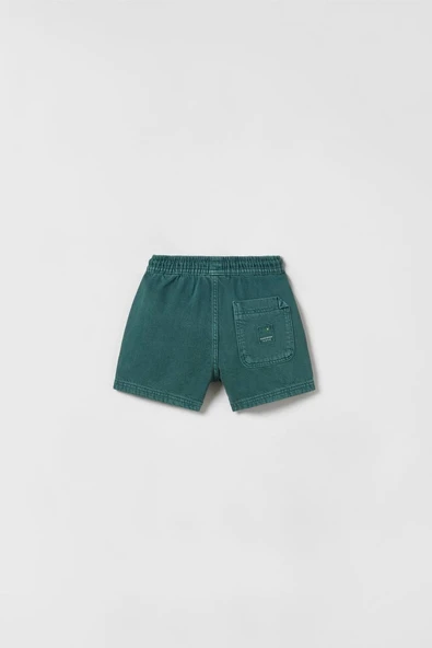 Denim Şort - Yeşil - Resim 3