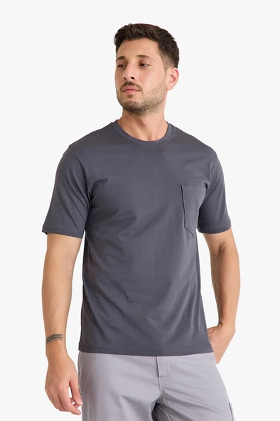 Bisiklet Yaka Kalem Cepli T-shirt - 12