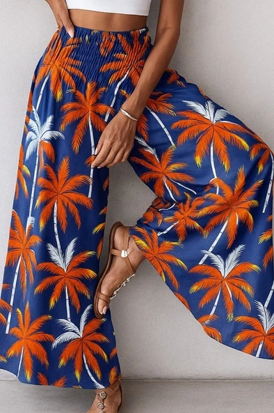 Lucky Life Kadın Yüksek Bel Lastikli Desenli Süprem Pantolon ürün görseli