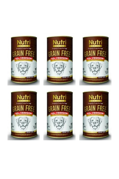 Nutri Canin Geyik Etli Tahılsız Yetişkin Köpek Konservesi 400 Gr x 6 Adet