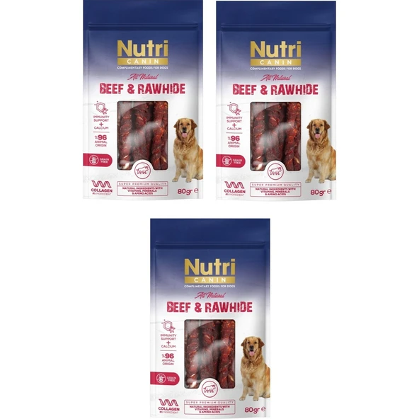 Nutri Canin Rawhide Sığır Etli Köpek Ödülü 80 gr. x 3 Adet