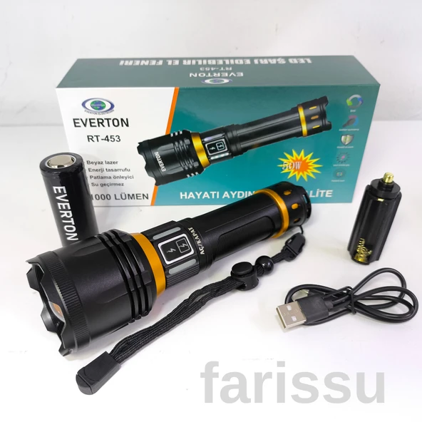 RT-453 50W 1000 Lumen 4800 mAh 1-1,5 km Menzilli Sarjli El Feneri - 6