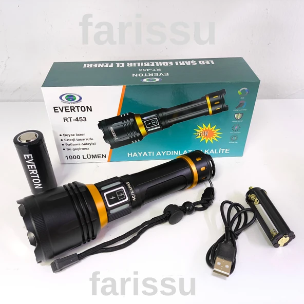 RT-453 50W 1000 Lumen 4800 mAh 1-1,5 km Menzilli Sarjli El Feneri - 7