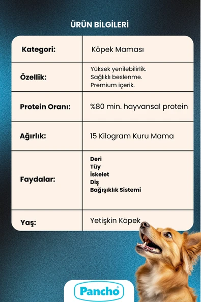 PANCHO KUZU ETLİ YETİŞKİN KÖPEK MAMASI 15KG - 3