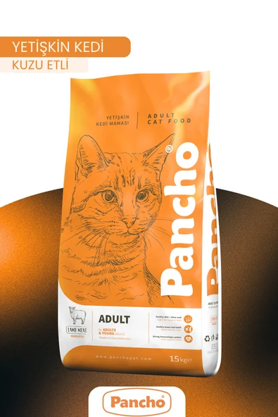 PANCHO KUZU ETLİ YETİŞKİN KEDİ MAMASI 15KG