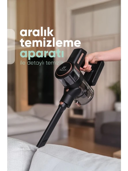 PİRANTECH ES411 LED Ekranlı Katlanabilir Yüksek Emiş Güçlü 300 Watt Dikey Şarjlı Süpürge