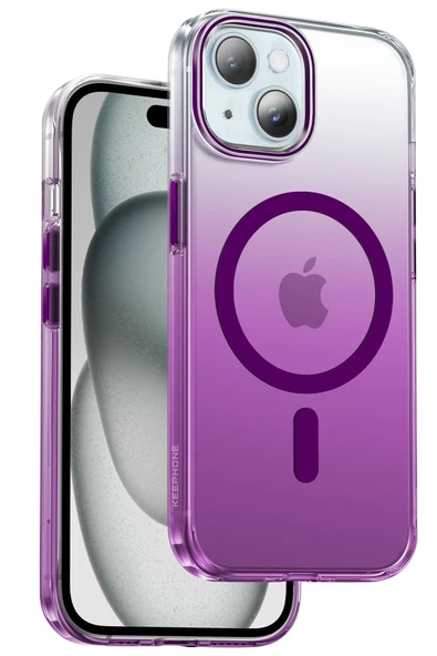 Fuchsia iPhone 15 Aurora Manyetik Şarj Uyumlu Kılıf - Resim 6