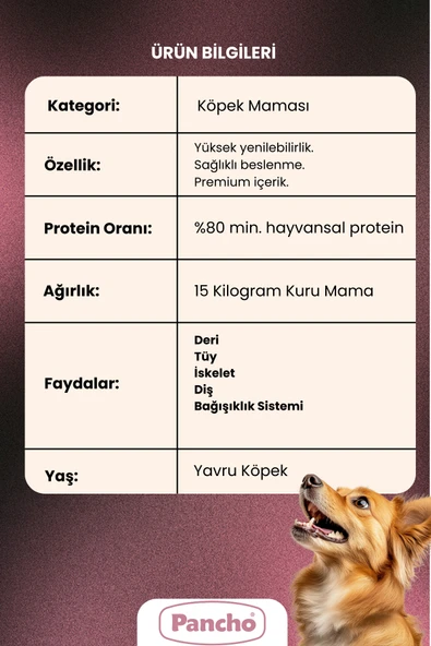 PANCHO KUZU ETLİ PUPPY YAVRU KÖPEK MAMASI 15KG - 4