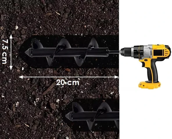 Bahçe Toprak Delici Universal Matkap Ucu Toprak Burgu Aparatı 20x7.5 - 2