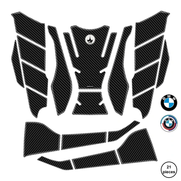 BMW F800 2025 ile Uyumlu Kaydırmaz 6D Karbon 21 Parça Tank Pad Seti GC71 - 1
