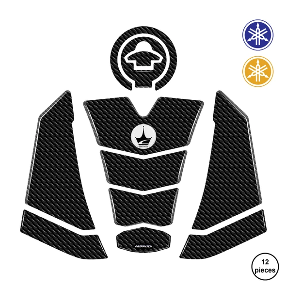 Yamaha MT-25 2020-2024 ile Uyumlu Kaydırmaz 6D Karbon 12 Parça Tank Pad Seti GC66 ürün görseli