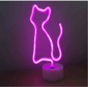 Neon Işıklı Kedi Lamba Pil ve Usb Pembe Işık MZ6200-260 ürün görseli 1