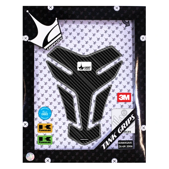 Kawasaki ZX-6R 2006 ile Uyumlu Kaydırmaz 6D Karbon 13 Parça Tank Pad Seti GC74 - 5