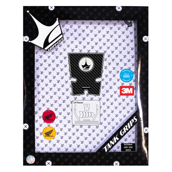 Honda CRF250 2025 ile Uyumlu Kaydırmaz 6D Karbon 14 Parça Tank Pad Seti GC76 - Resim 3