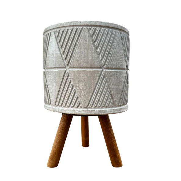 Bitki Tasarımı Ev dekorasyon Bej Piramit Ayaklı Beton Saksı Çiçeklik Saksılık - Resim 3