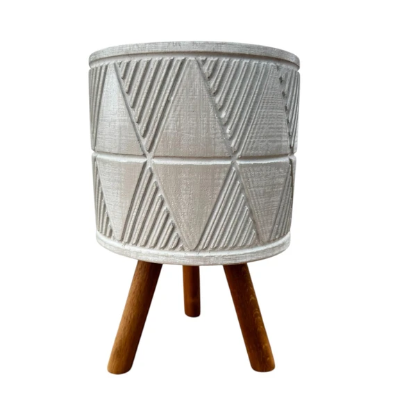 Bitki Tasarımı Ev dekorasyon Bej Piramit Ayaklı Beton Saksı Çiçeklik Saksılık ürün görseli