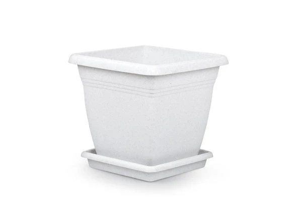 Omnipazar SO-VK04 Villa Kare Tabaklı Saksı Takımı 32 lt Kirli Beyaz 5 Adet - Resim 2