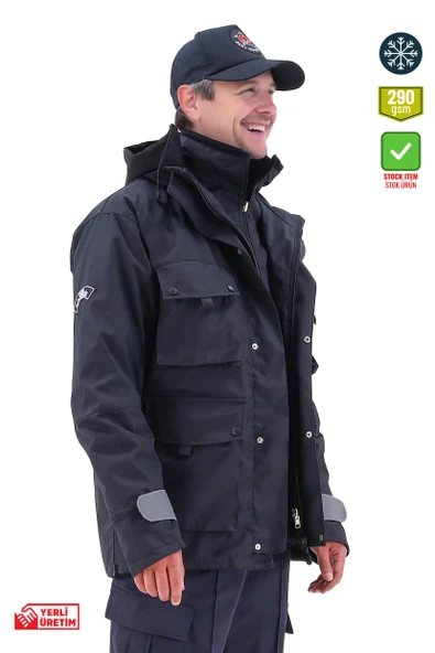 Özel Güvenlik Şartnamesine Uygun, Özel Güvenlik Kabanı, Kışlık, Su Geçirmez, Sıcak Tutucu ürün görseli