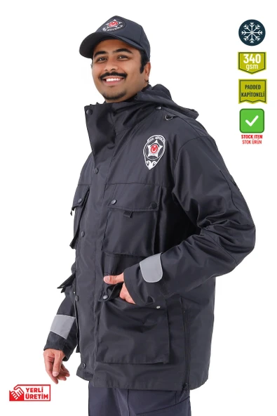 Özel Güvenlik Şartnamesine Uygun, Özel Güvenlik Kabanı, Kışlık, Su Geçirmez, Sıcak Tutucu - Resim 2