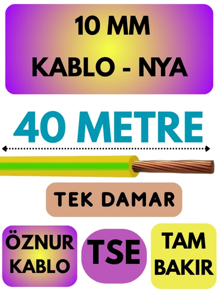 Öznur 10 MM NYA Kablo Metre Seçenekli (Sarı-Yeşil) - Resim 9