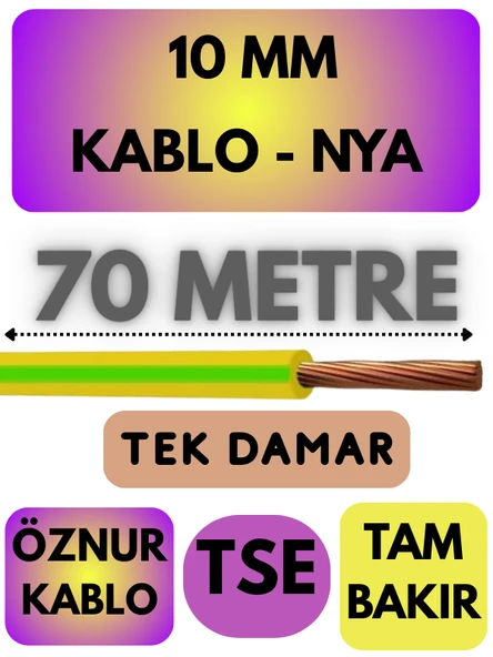 Öznur 10 MM NYA Kablo Metre Seçenekli (Sarı-Yeşil) - Resim 5