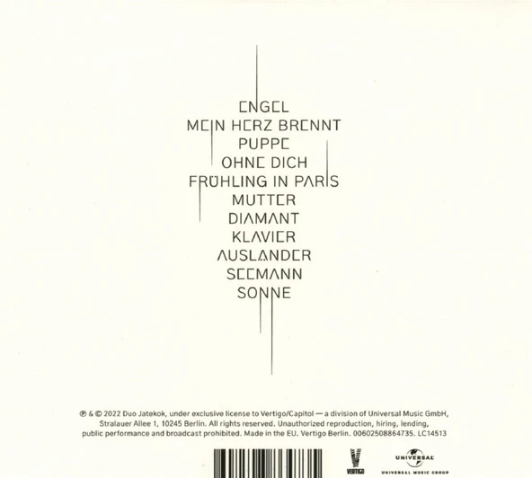 DUO JATEKOK - JATEKOK PLAYS RAMMSTEIN (CD) (2022) - Resim 2