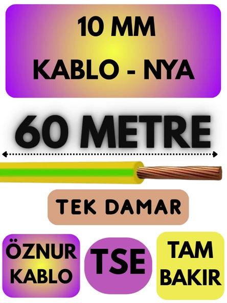 Öznur 10 MM NYA Kablo Metre Seçenekli (Sarı-Yeşil) - Resim 6