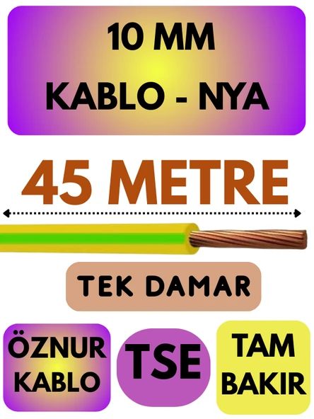 Öznur 10 MM NYA Kablo Metre Seçenekli (Sarı-Yeşil) - Resim 8