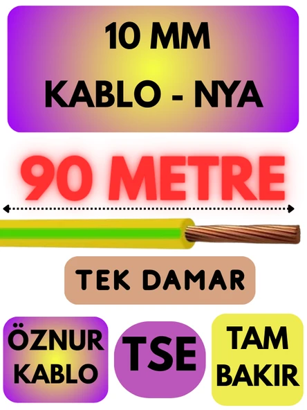Öznur 10 MM NYA Kablo Metre Seçenekli (Sarı-Yeşil) - Resim 3