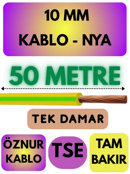 Öznur 10 MM NYA Kablo Metre Seçenekli (Sarı-Yeşil) - Resim 7