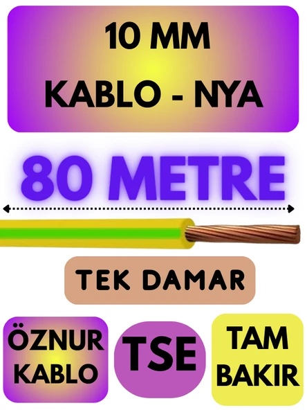 Öznur 10 MM NYA Kablo Metre Seçenekli (Sarı-Yeşil) - Resim 4
