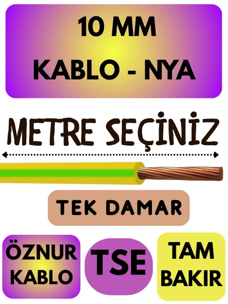 Öznur 10 MM NYA Kablo Metre Seçenekli (Sarı-Yeşil) ürün görseli 1