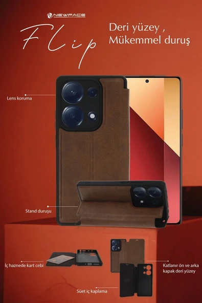 Xiaomi Redmi 13C Kılıf Flip Cover - Siyah - 3