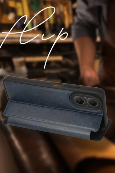 Oppo A38 Kılıf Flip Cover - Lacivert - 4
