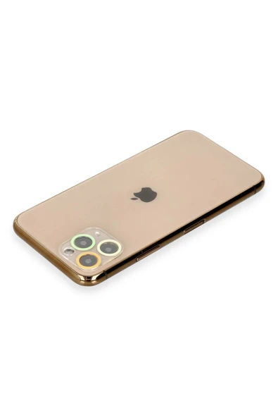 iPhone 11 Pro Max Renkli Kamera Lens Koruma Cam - Sarı-Turuncu - 2