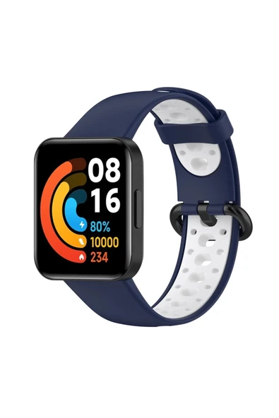Xiaomi Redmi Watch 2 Spor Delikli Kordon - Lacivert-Beyaz - 1