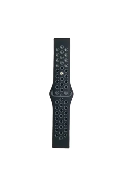 Watch 22mm Spor Delikli Kordon - Siyah-Gri - 2