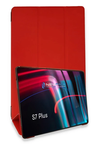 Samsung Galaxy T970 Tab S7 Plus 12.4 Kılıf Tablet Smart Kılıf - Kırmızı - 1