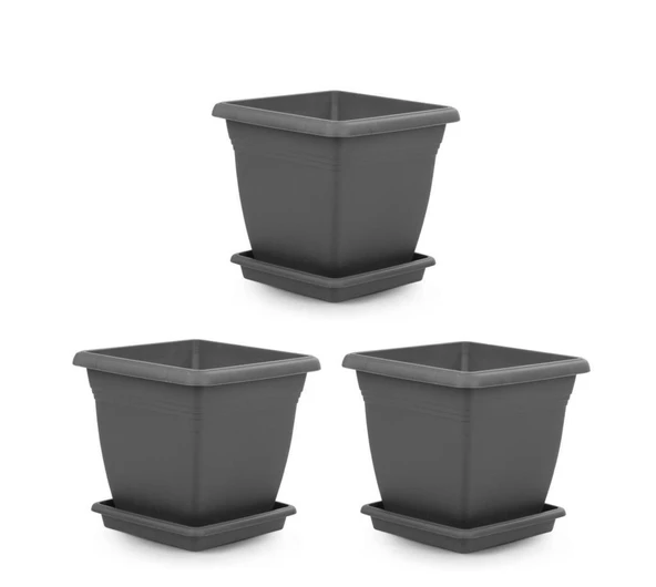 Omnipazar SO-VK05 Villa Kare Tabaklı Saksı Takımı 64 lt Antrasit 3 Adet ürün görseli