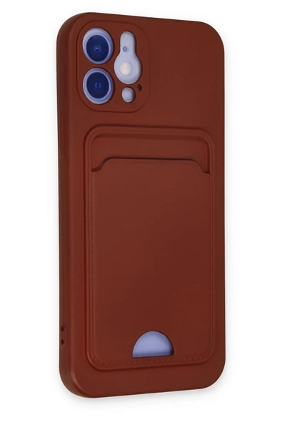 iPhone 12 Kılıf Kelvin Kartvizitli Silikon - Bordo - 3