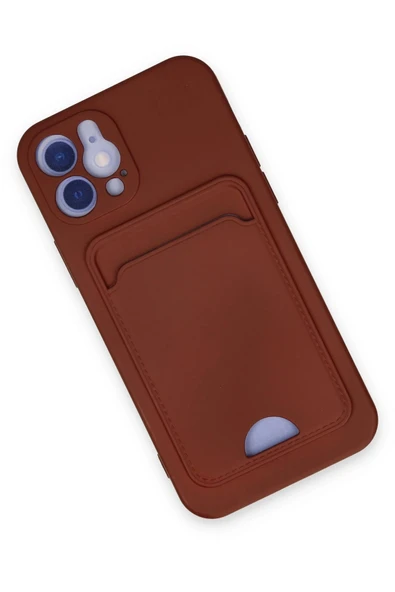 iPhone 12 Kılıf Kelvin Kartvizitli Silikon - Bordo - 2