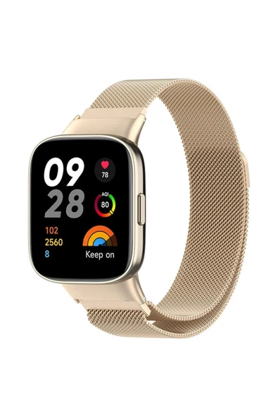Xiaomi Redmi Watch 3 Metal Mıknatıslı Kordon - Metalik Gold - 1