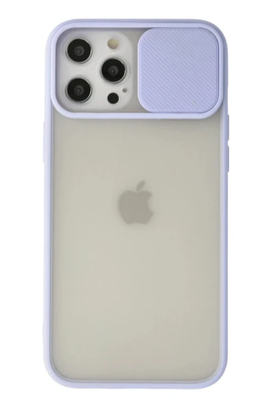 iPhone 12 Pro Max Kılıf Palm Buzlu Kamera Sürgülü Silikon - Lila - 1