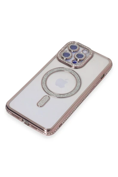 iPhone 15 Pro Kılıf Joke Simli Magneticsafe Kılıf - Pembe - 2
