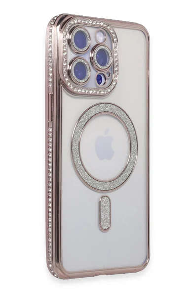 iPhone 15 Pro Kılıf Joke Simli Magneticsafe Kılıf - Pembe - 1