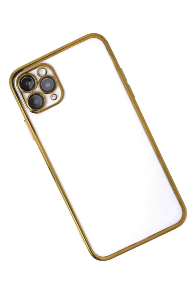 iPhone 11 Pro Kılıf Lensli Silikon - Gold - 3